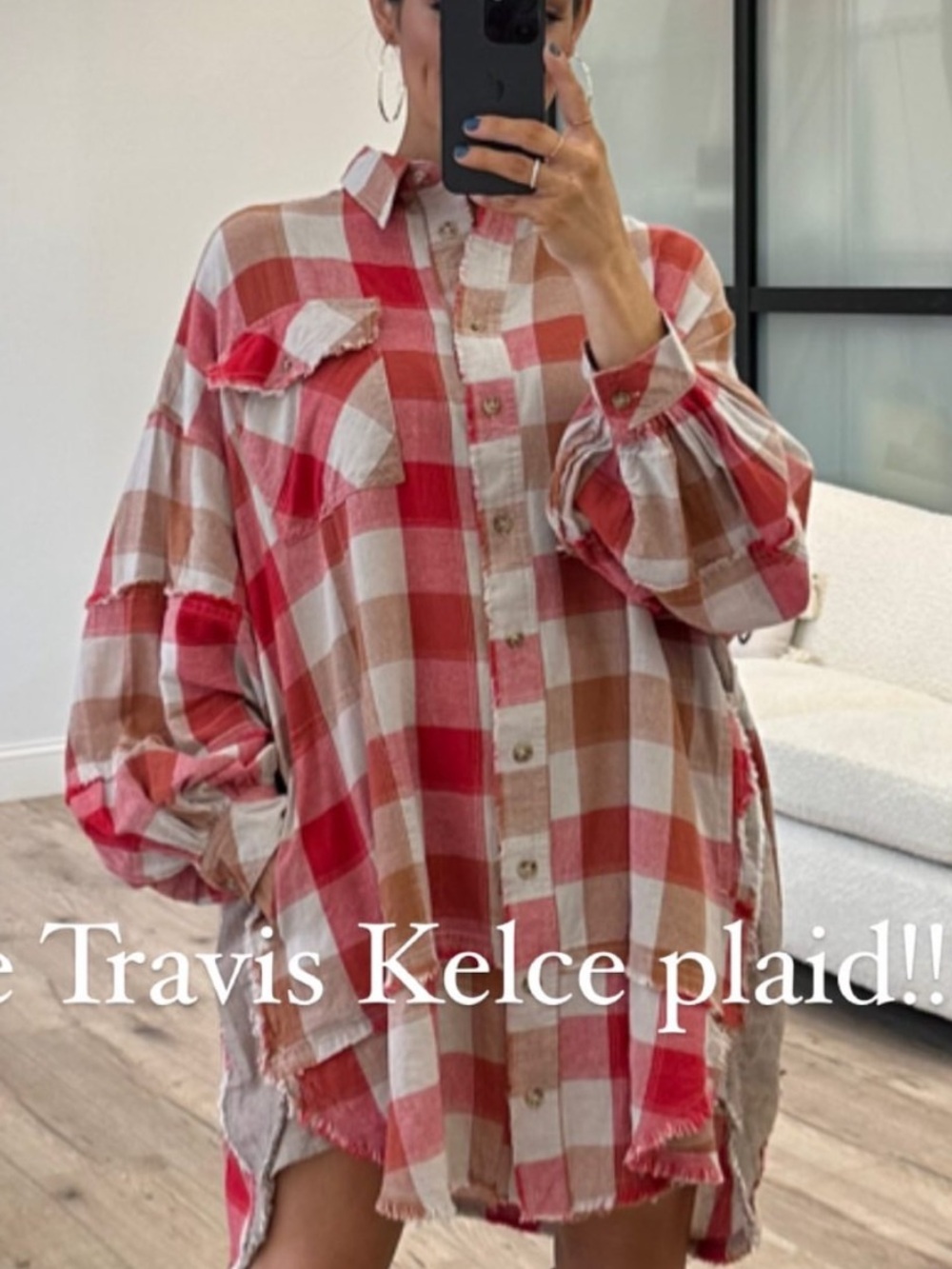 Shop Talulah Oversized Plaid Button-Front Tunic Shirt Dress